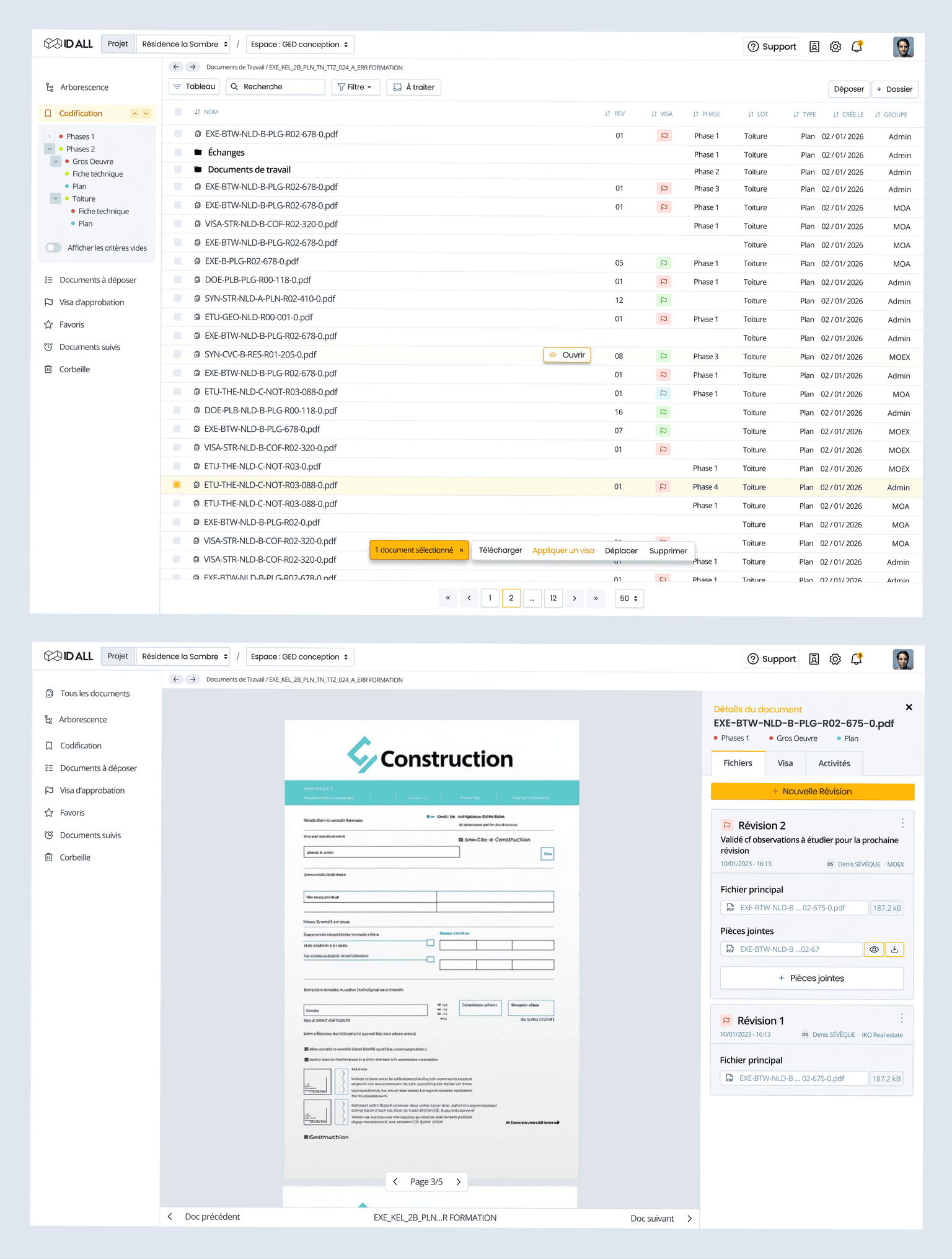 Document management interface (GED)